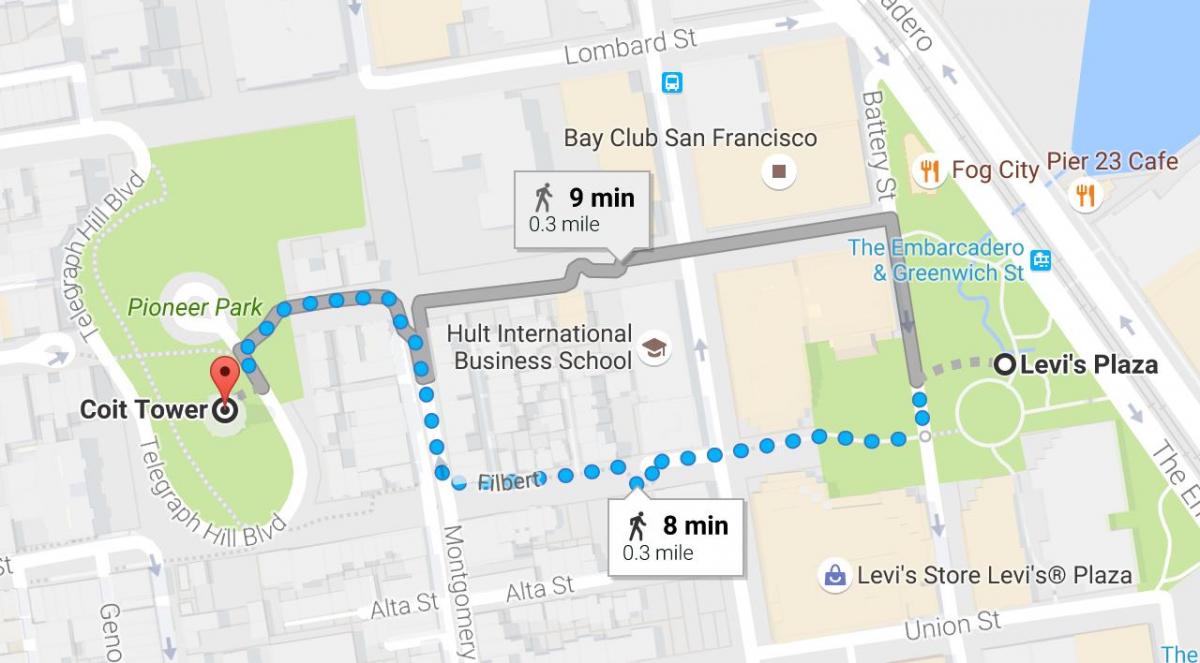 რუკა San Francisco თვითმმართველობის მართვადი walking ტური