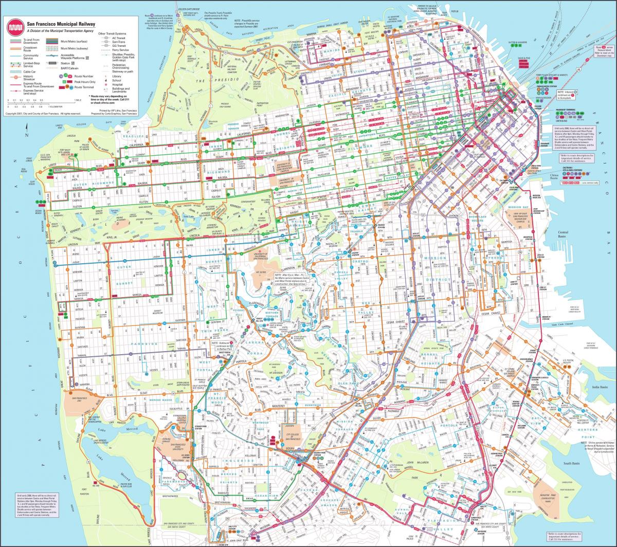 რუკა San Francisco მუნიციპალური რკინიგზის