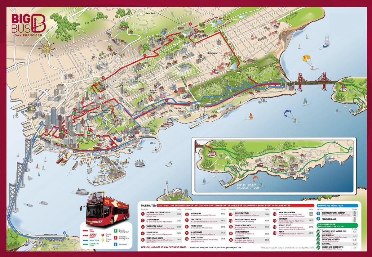 San Francisco ავტობუსი ტური რუკა