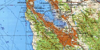 San Francisco bay ფართობი ტოპოგრაფიული რუკა