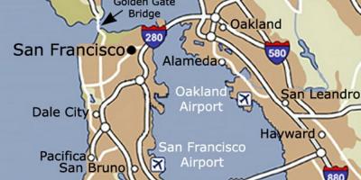 რუკა სან-ფრანცისკოს აეროპორტში და მიმდებარე ტერიტორია
