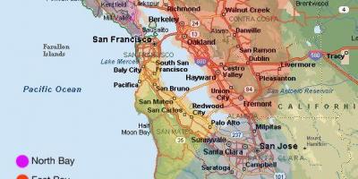 San Francisco ადგილმდებარეობა რუკაზე და მიმდებარე ტერიტორია