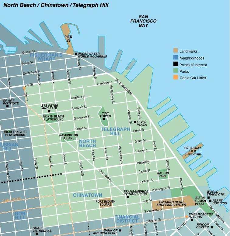 რუკა ჩრდილოეთ სანაპიროზე, San Francisco
