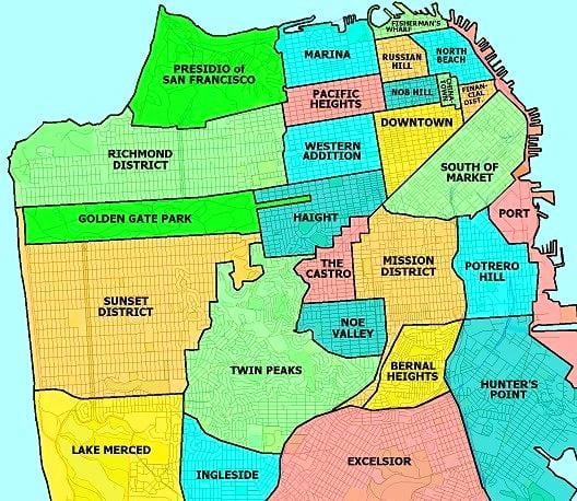 გარეუბანში San Francisco რუკა