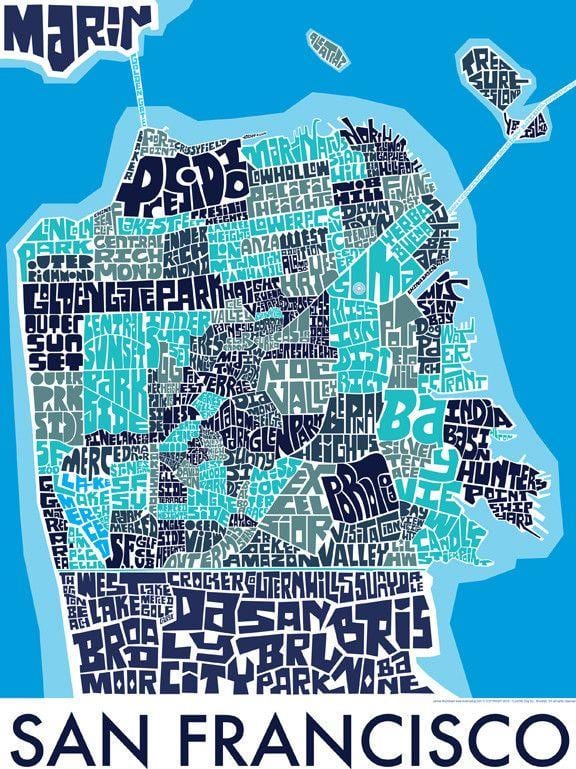 San Francisco რუკა კედლის ხელოვნების