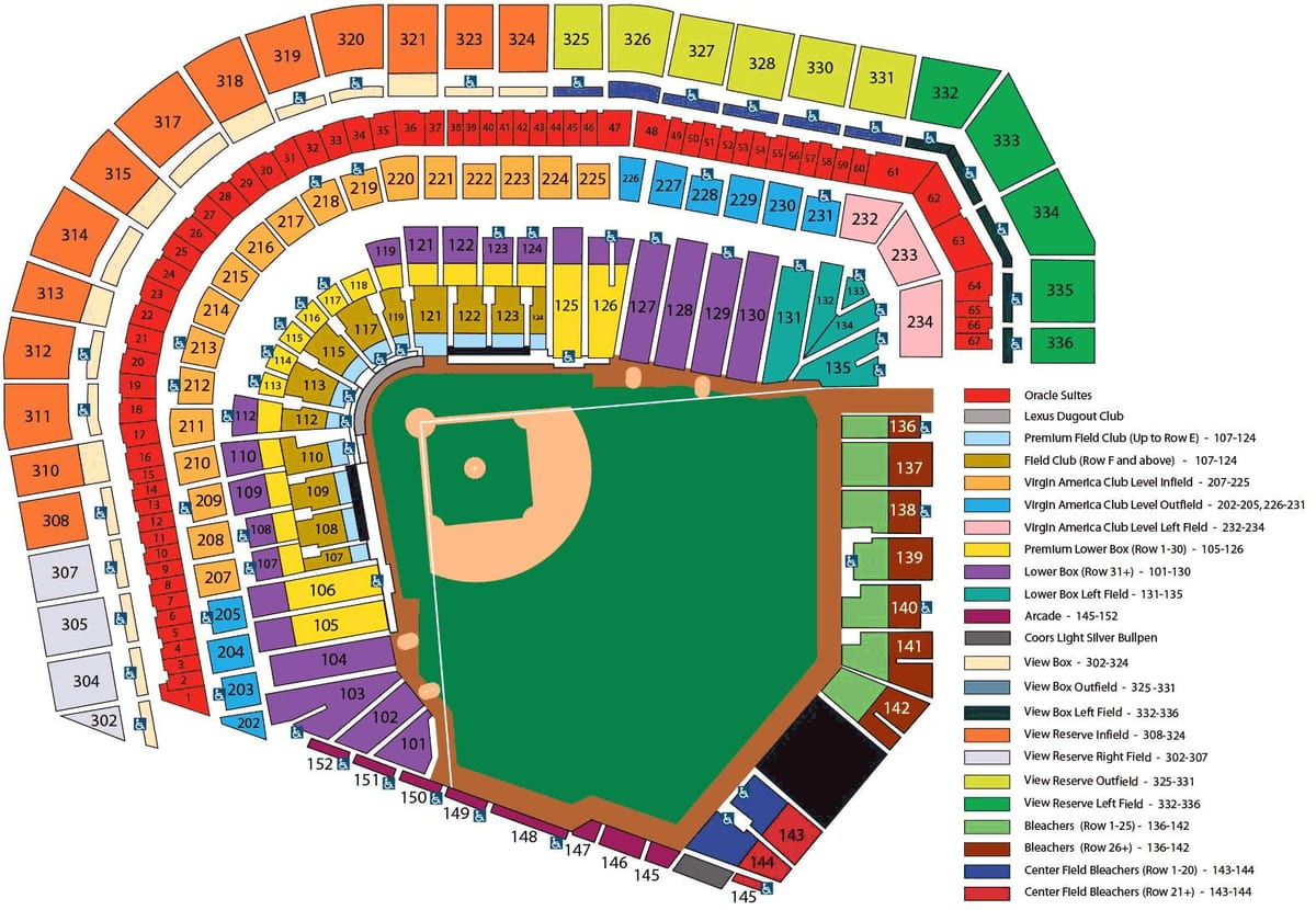 SF giants stadium ჯდომისას რუკა