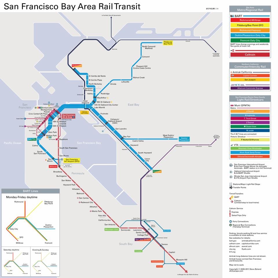 bart სადგურები San Francisco რუკა