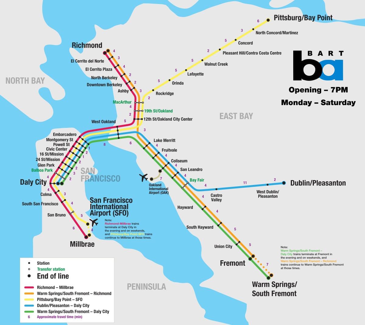 bart სისტემა San Francisco რუკა