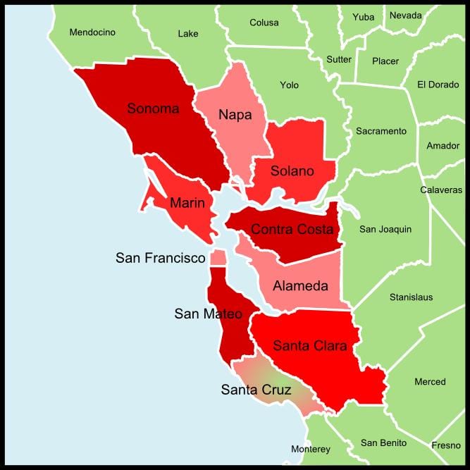 San Francisco bay ფართობი ქვეყნის რუკა