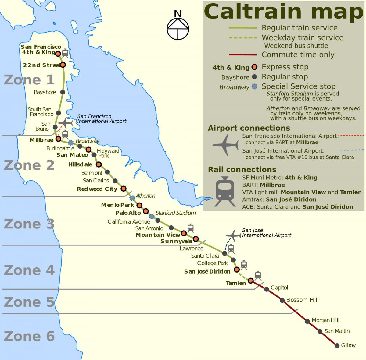 San Francisco caltrain რუკა