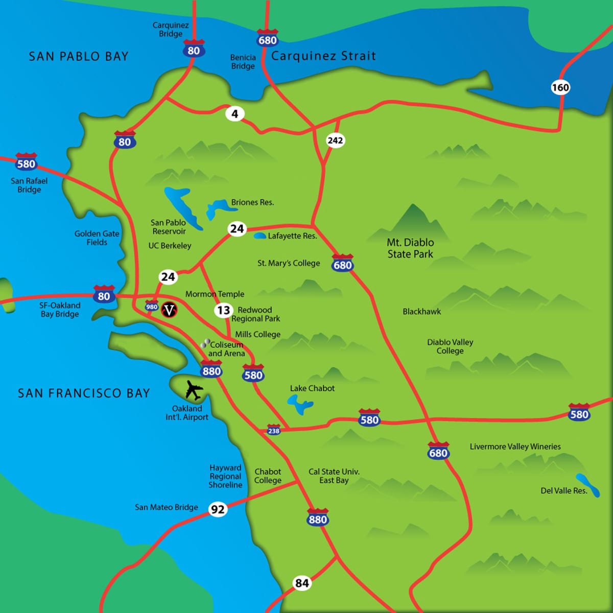 east bay კალიფორნიის რუკა