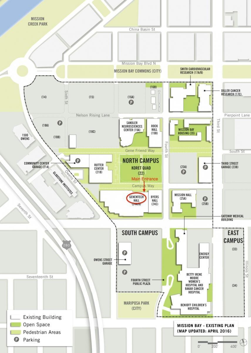 genentech south San Francisco კამპუსში რუკა