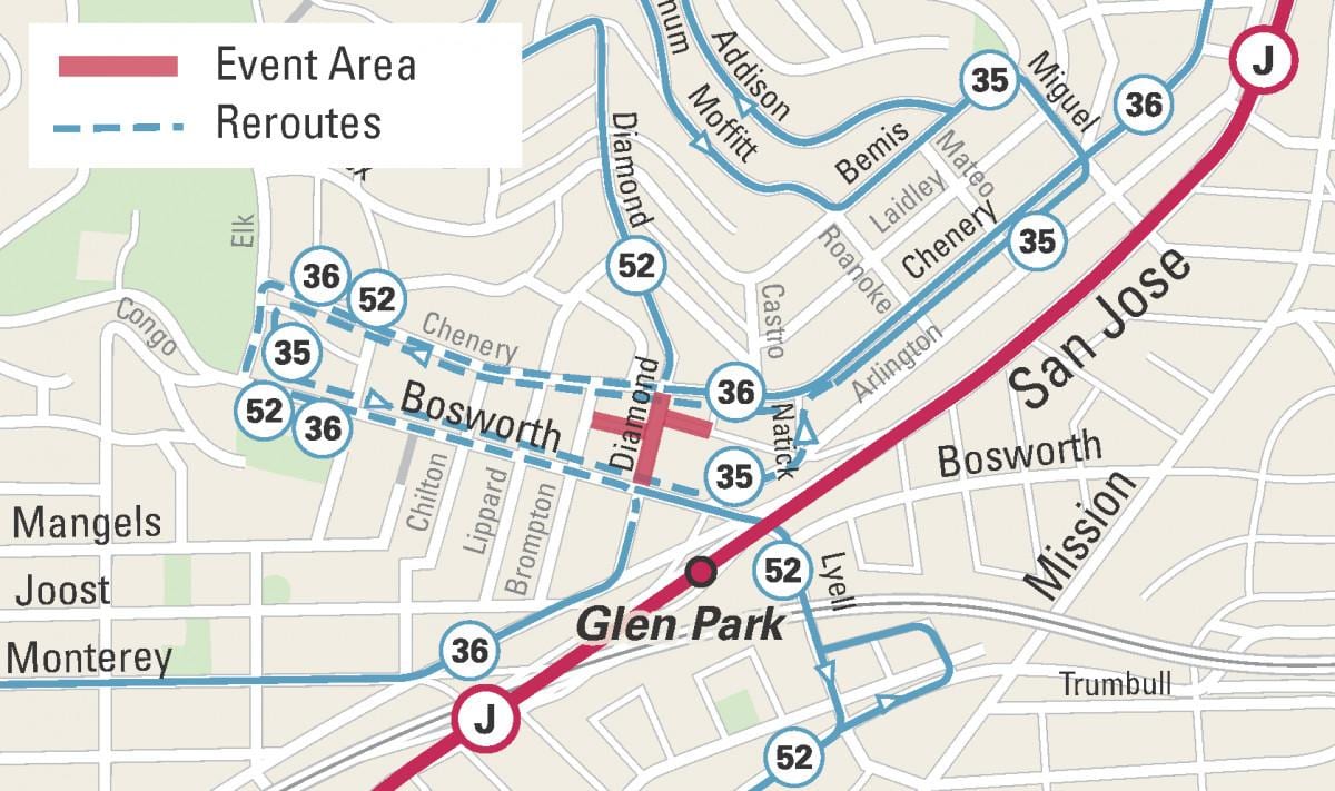 რუკა glen პარკის San Francisco