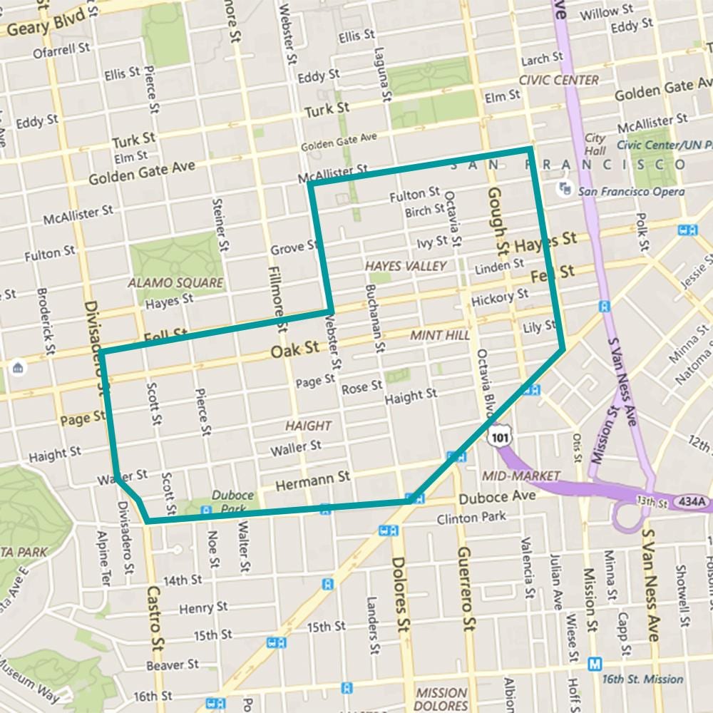 რუკა hayes ხეობაში San Francisco