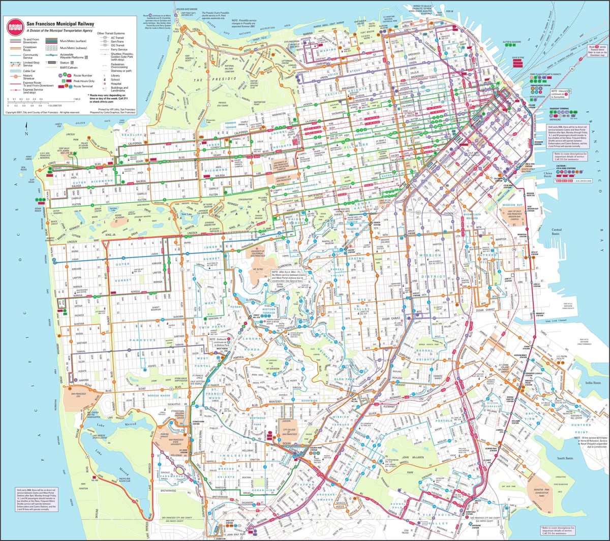 რუკა San Francisco მუნიციპალური რკინიგზის