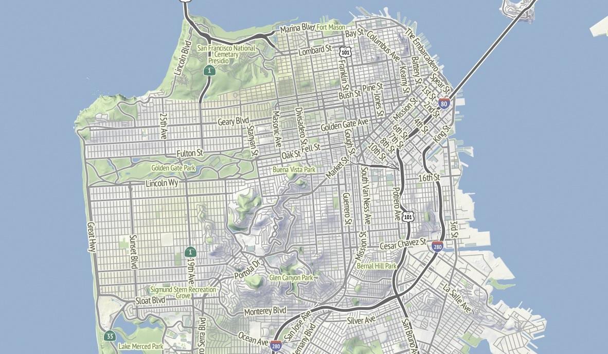 რუკა San Francisco რელიეფის