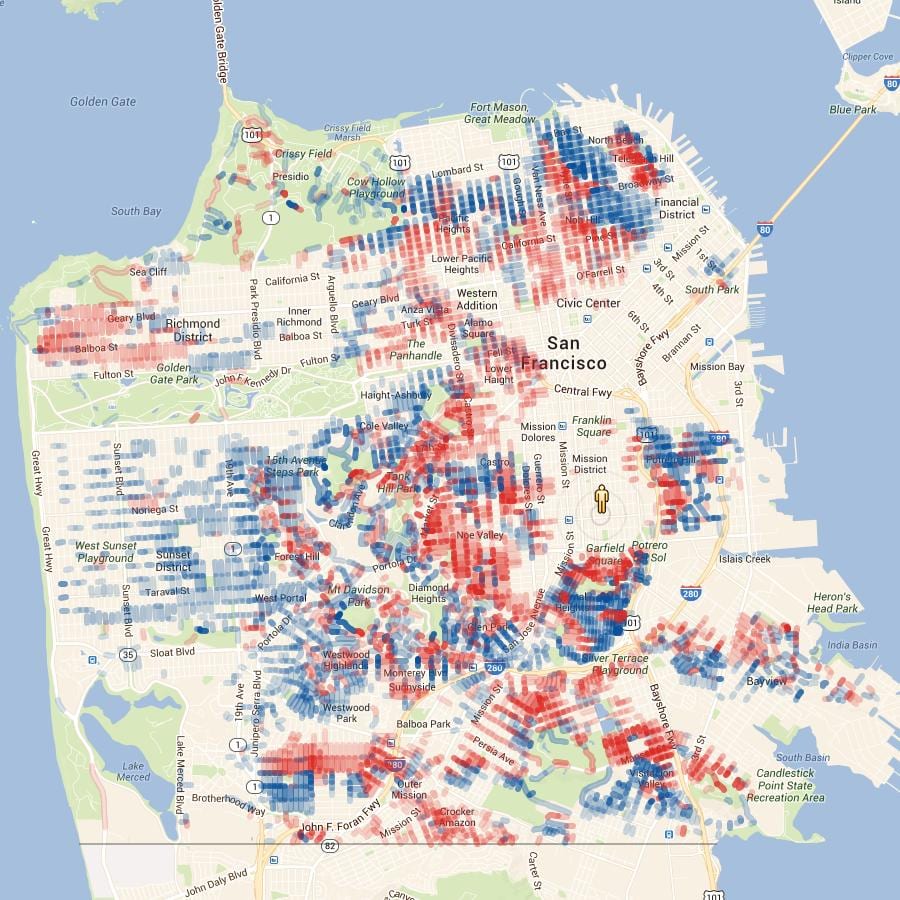 რუკა San Francisco სიმაღლეზე