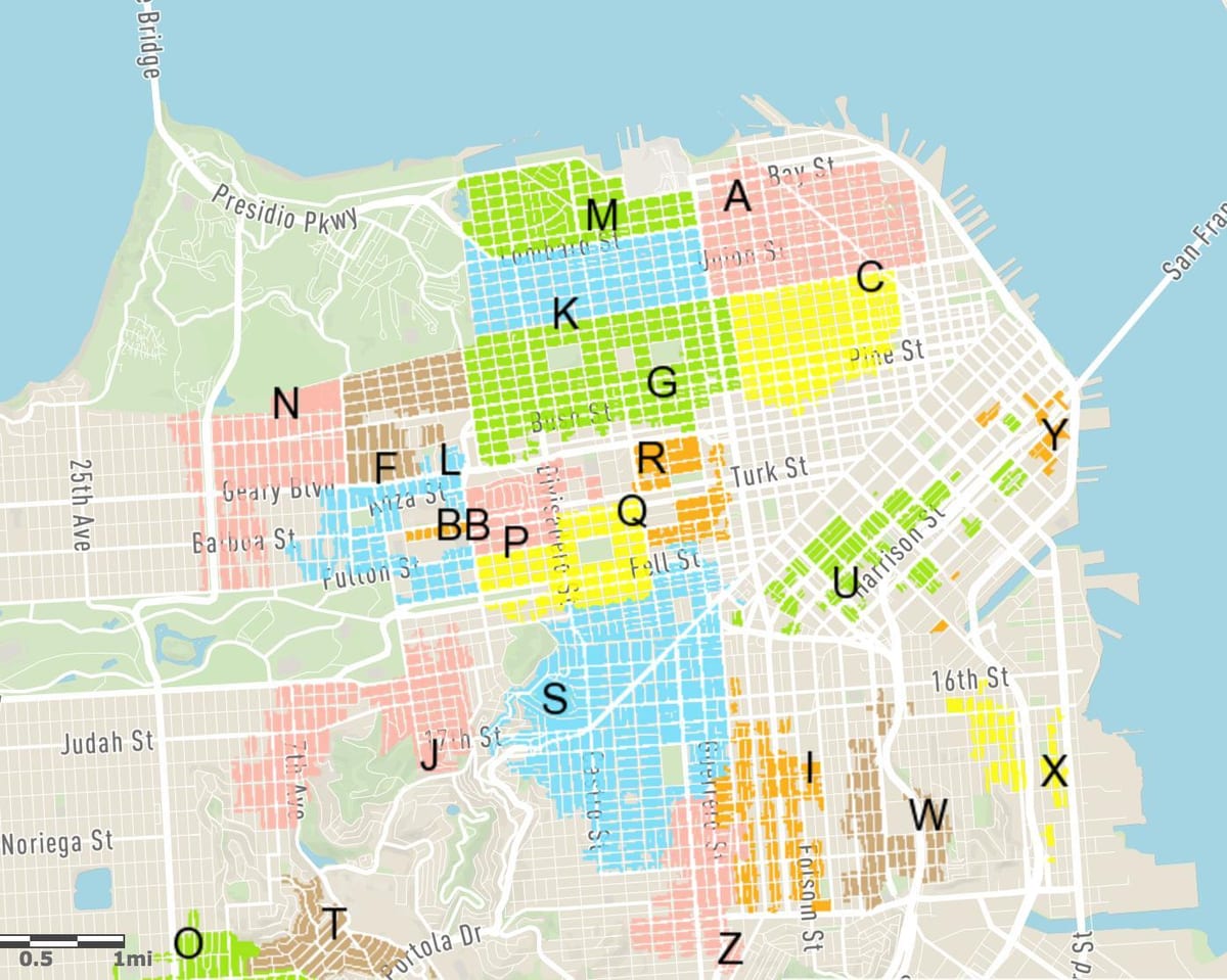 უფასო ქუჩის სადგომი San Francisco რუკა