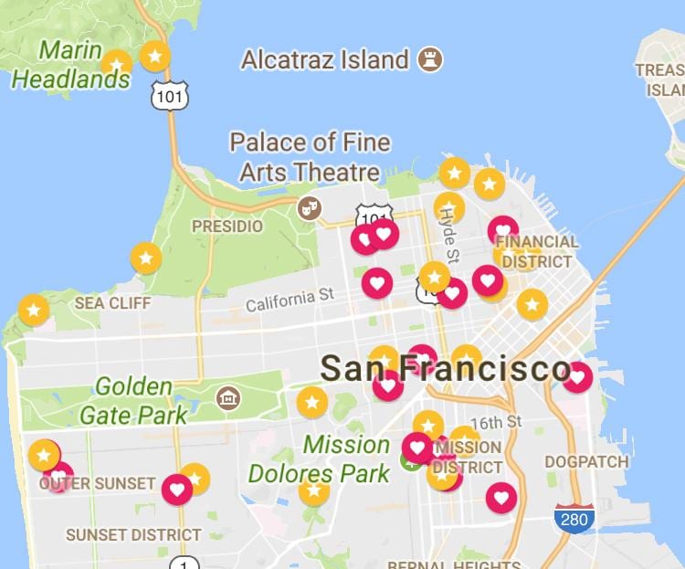 რუკა San Francisco ფინანსური უბანი