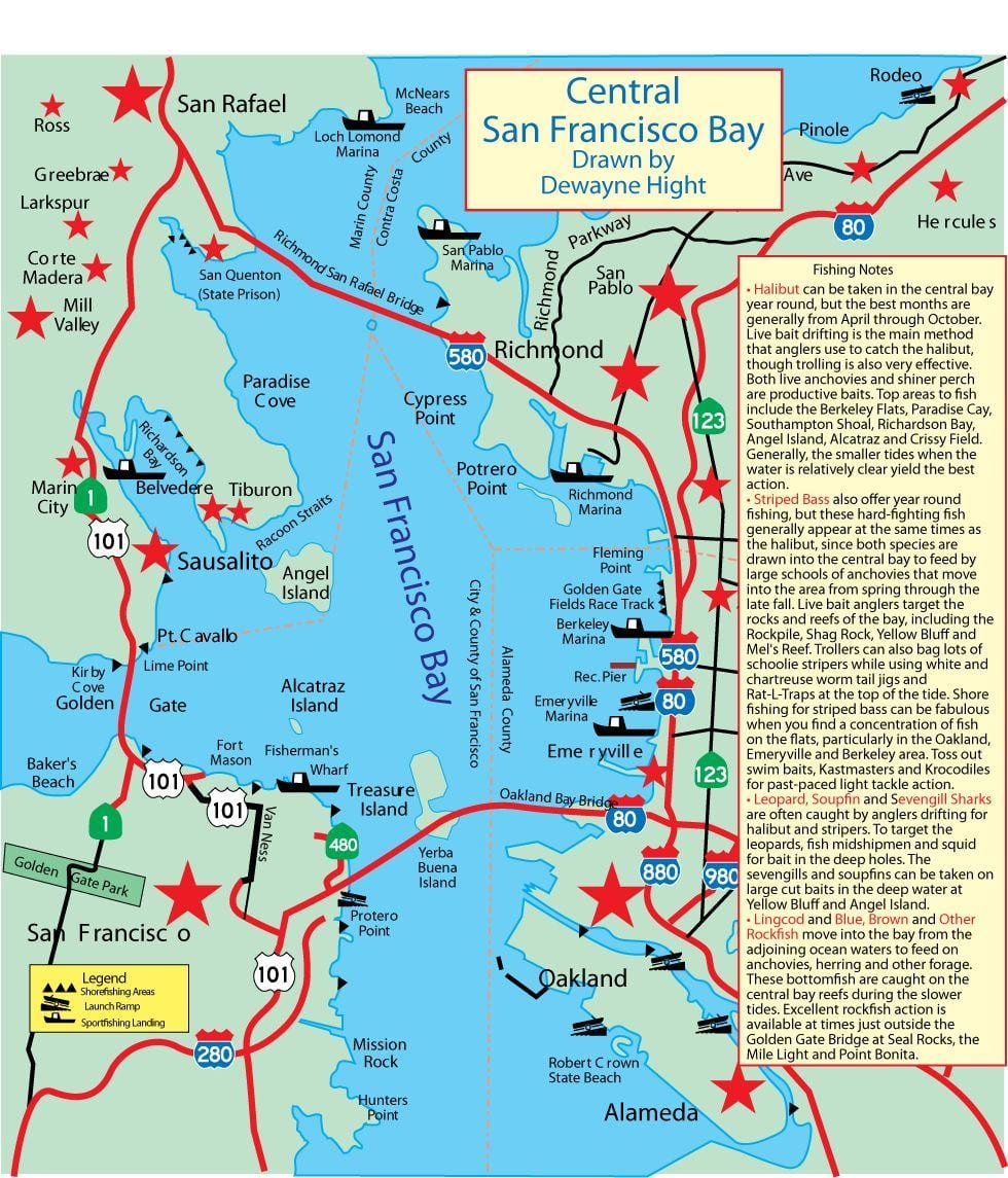 რუკა San Francisco bay თევზაობა