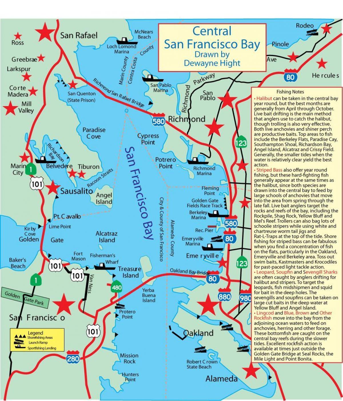 რუკა San Francisco bay თევზაობა 