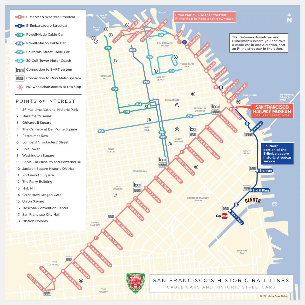 San Francisco cable car გრაფიკი რუკა