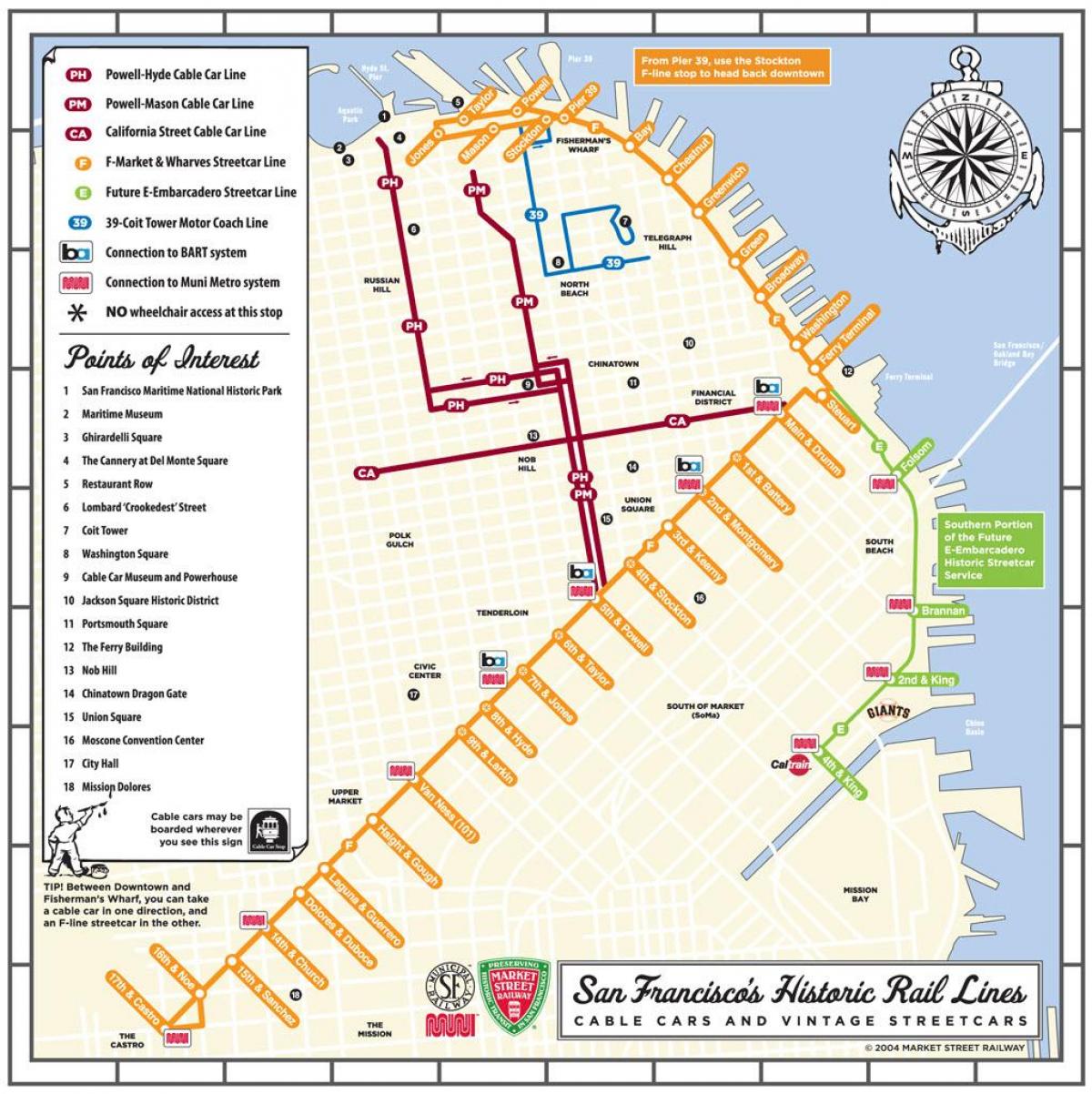 სან-Fran trolley რუკა
