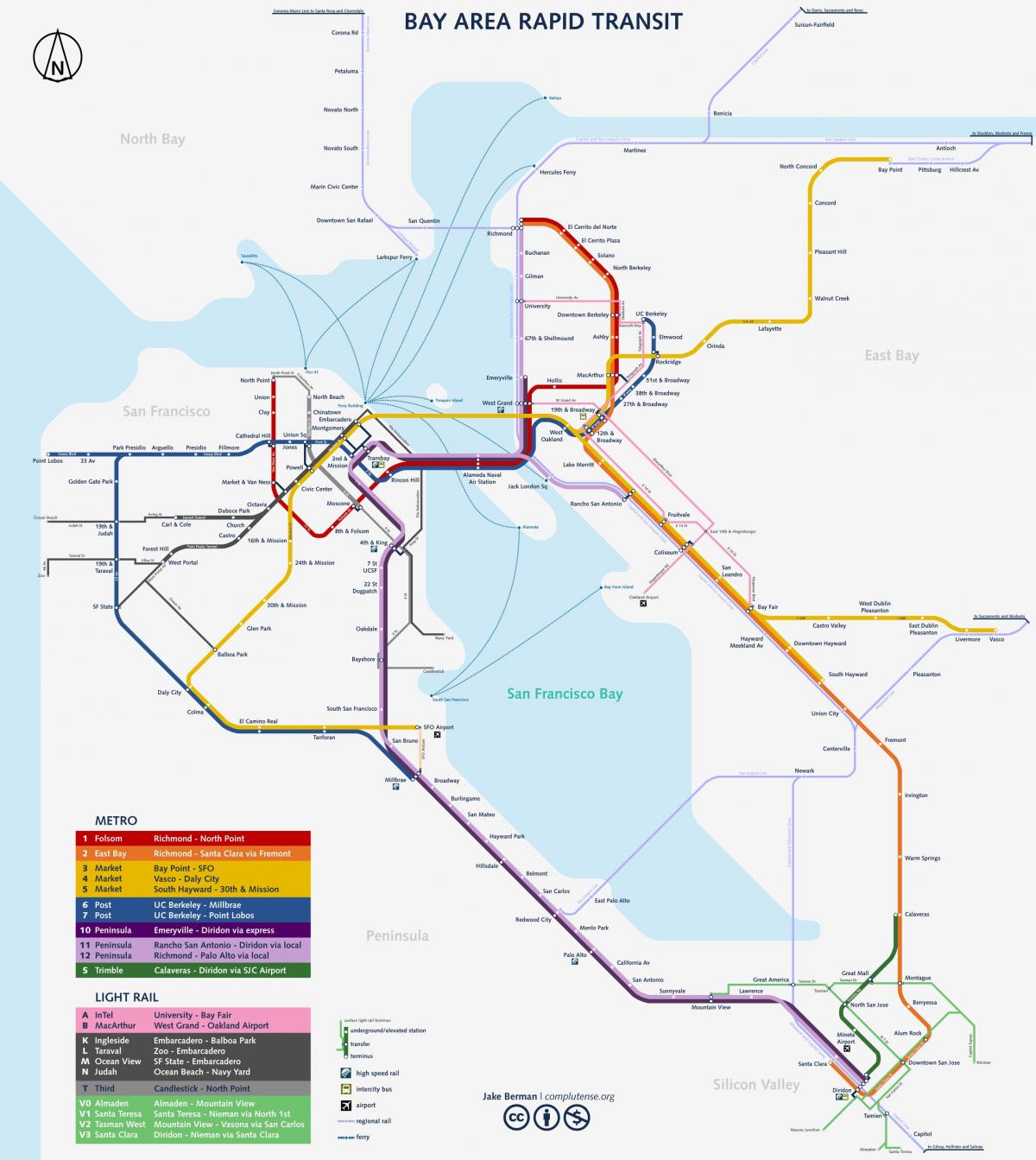 San Francisco მეტროს სისტემა რუკა