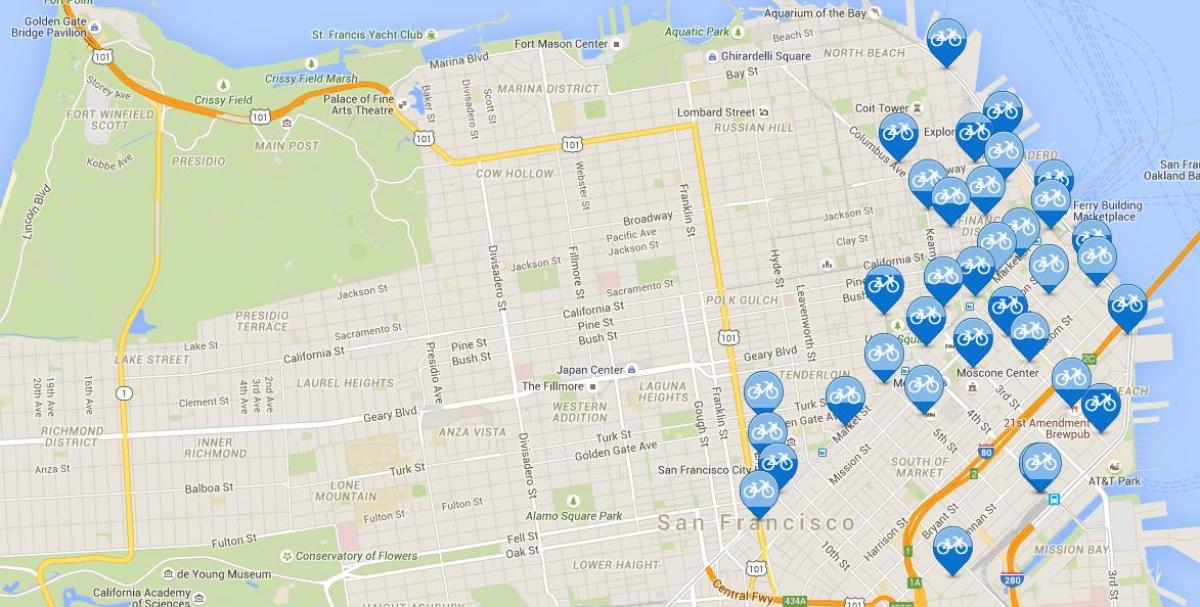 რუკა San Francisco ველოსიპედით გაუზიაროს