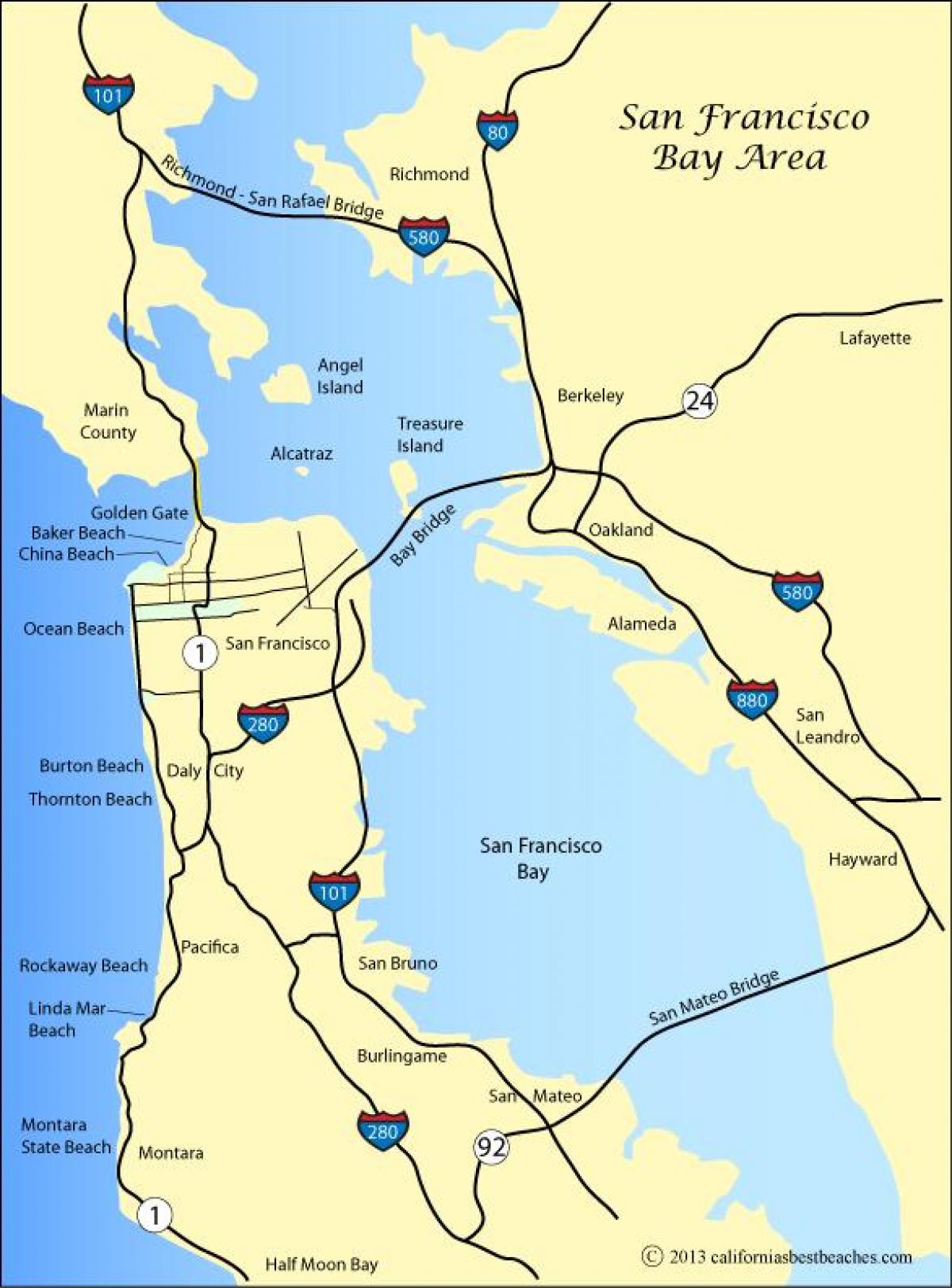 რუკა San Francisco პლაჟები