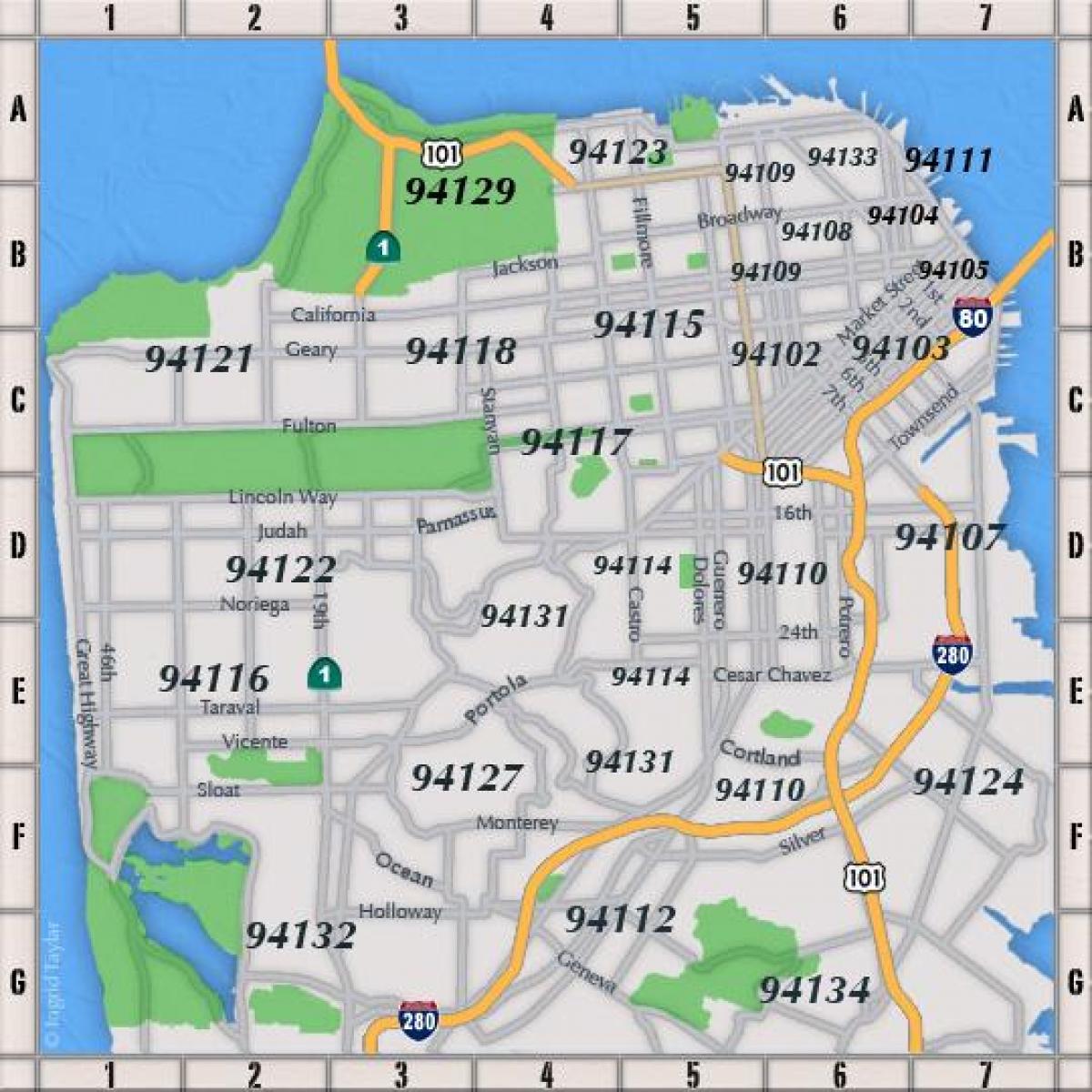 San Francisco საფოსტო კოდი რუკა