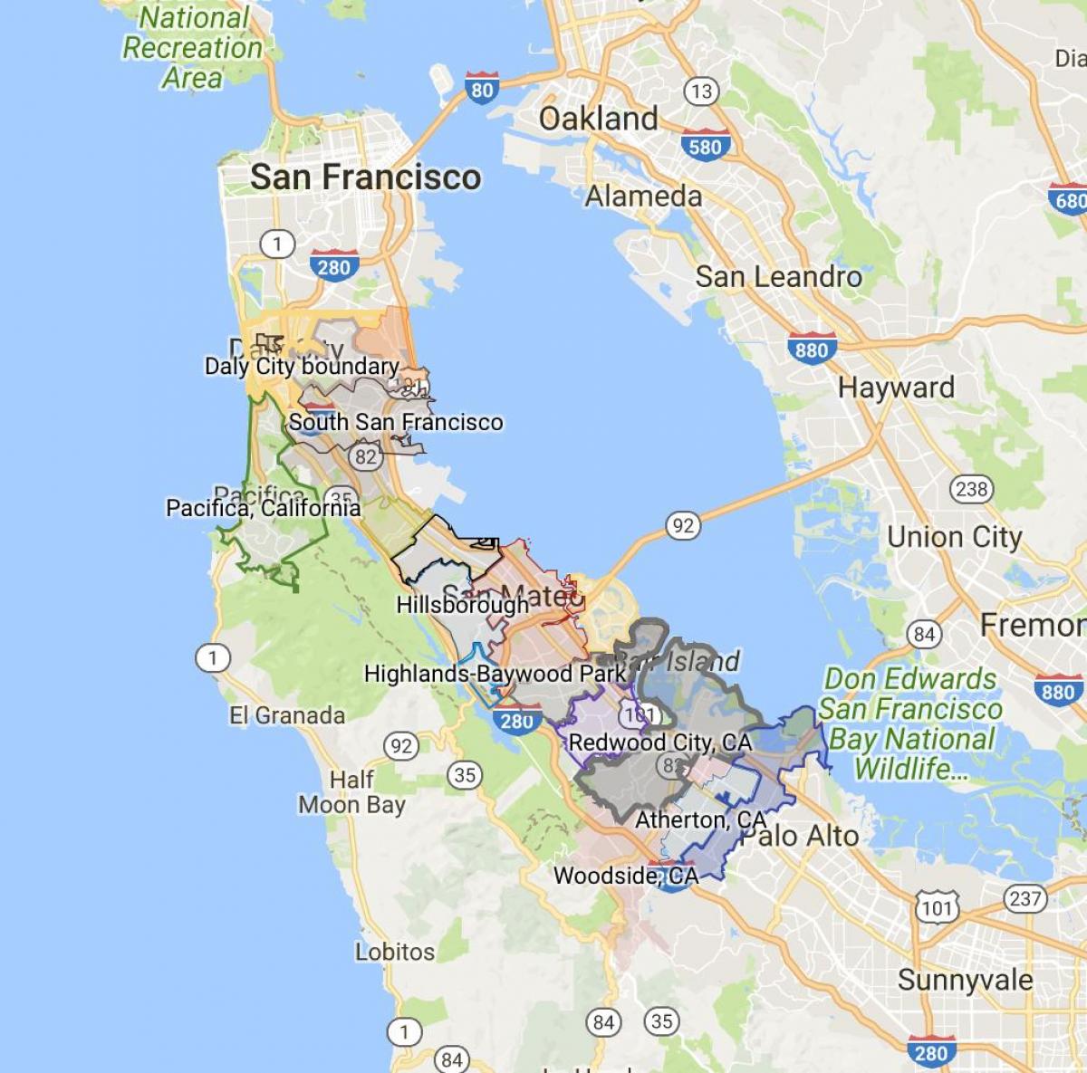 რუკა San Francisco city limits