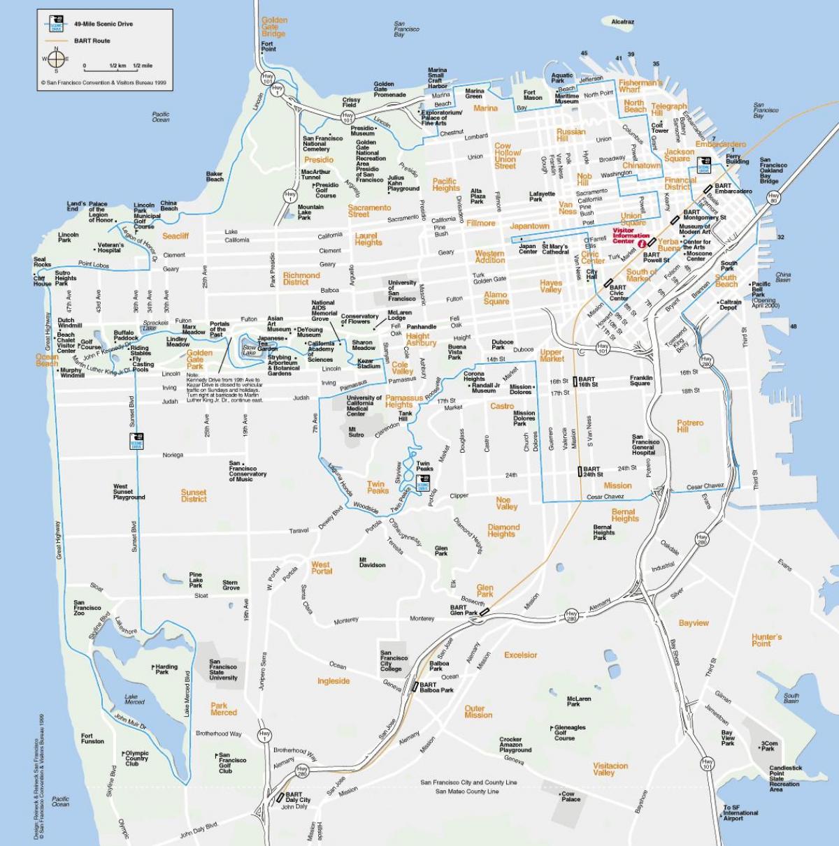 რუკა San Francisco ღირშესანიშნაობებს