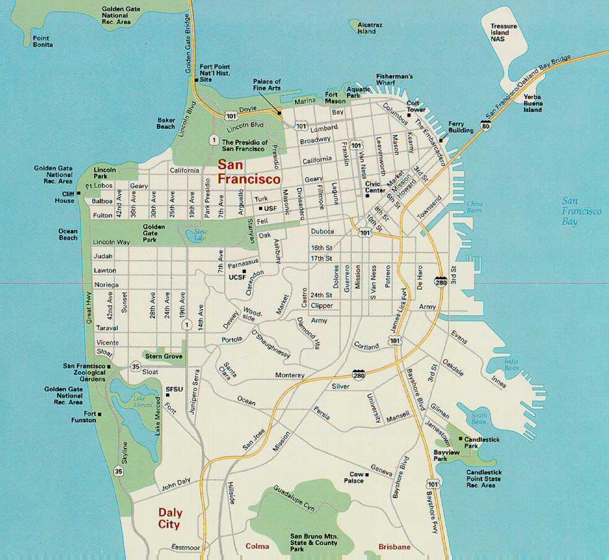 რუკა San Francisco ძირითადი ატრაქციონები