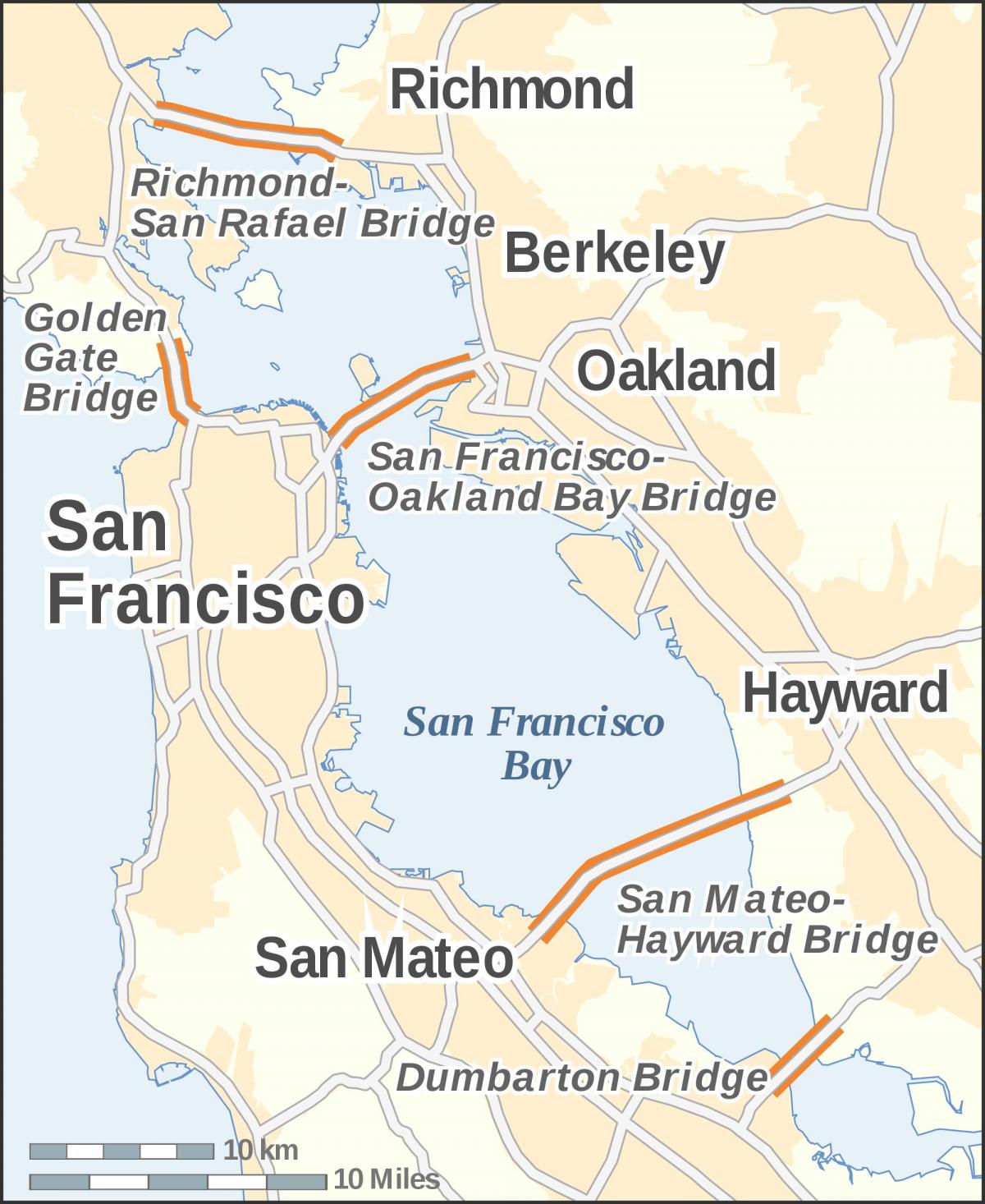 რუკა San Francisco ხიდები