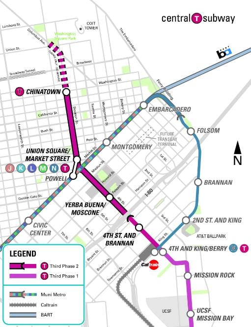 ცენტრალური მეტრო San Francisco რუკა