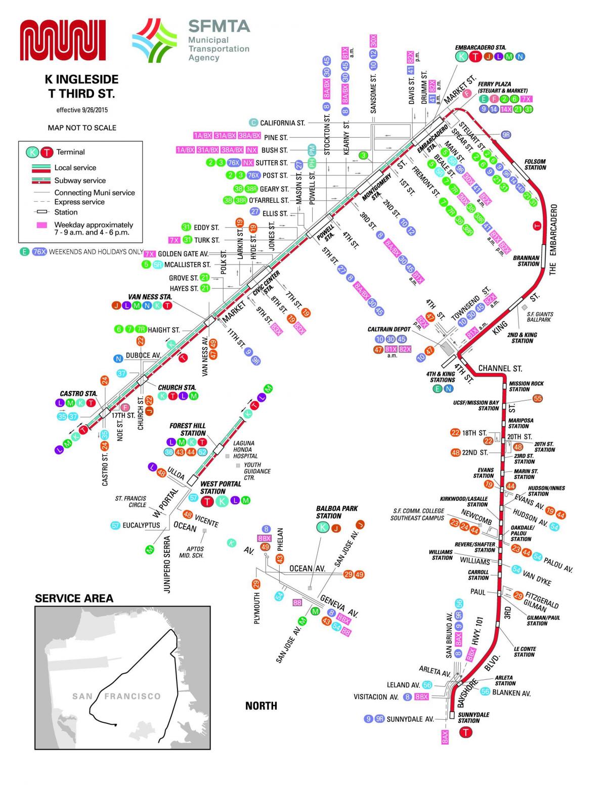 San Francisco ქალაქის ავტობუსი რუკა