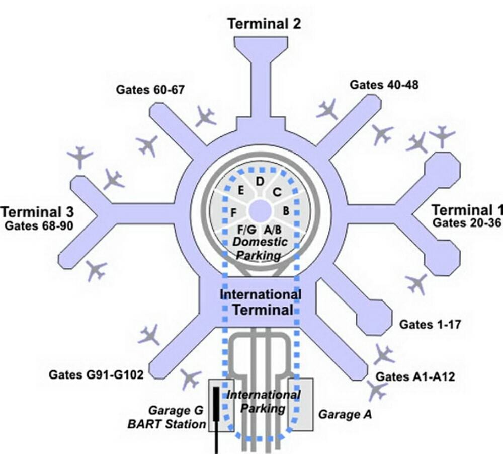 რუკა SFO ტერმინალი g