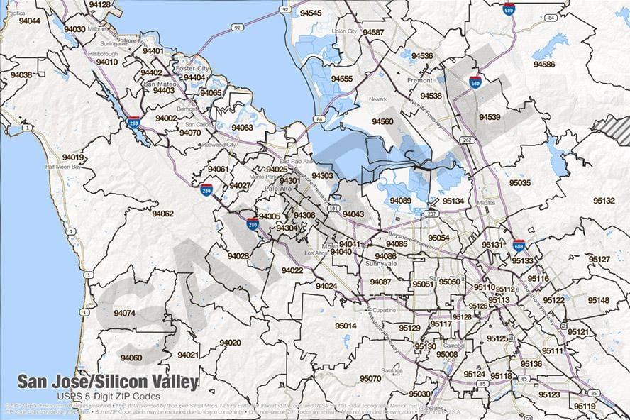 Map of silicon valley საფოსტო კოდი