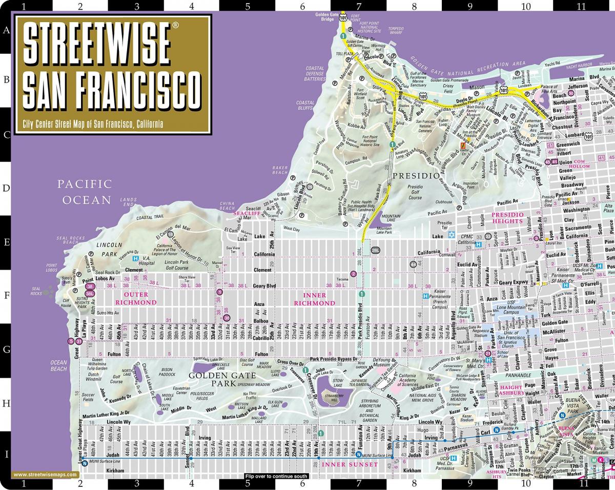 რუკა streetwise San Francisco