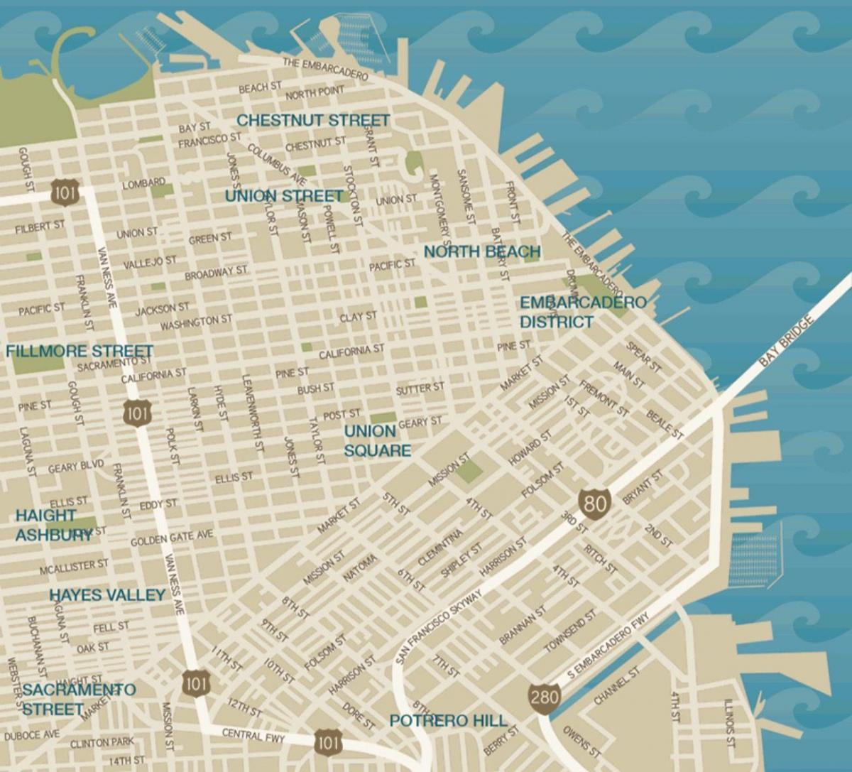 რუკა downtown San Francisco union square