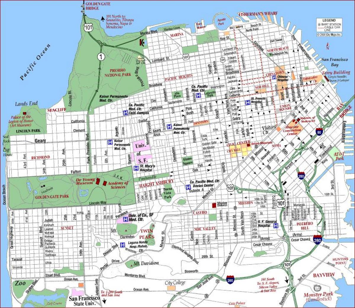 San Francisco va სამედიცინო ცენტრი რუკა