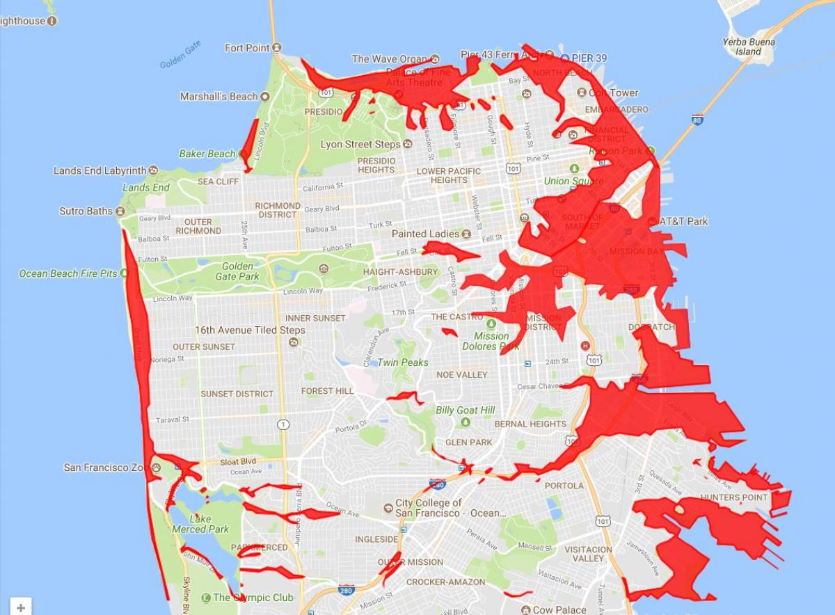 San Francisco ადგილებში, რათა თავიდან ავიცილოთ რუკა
