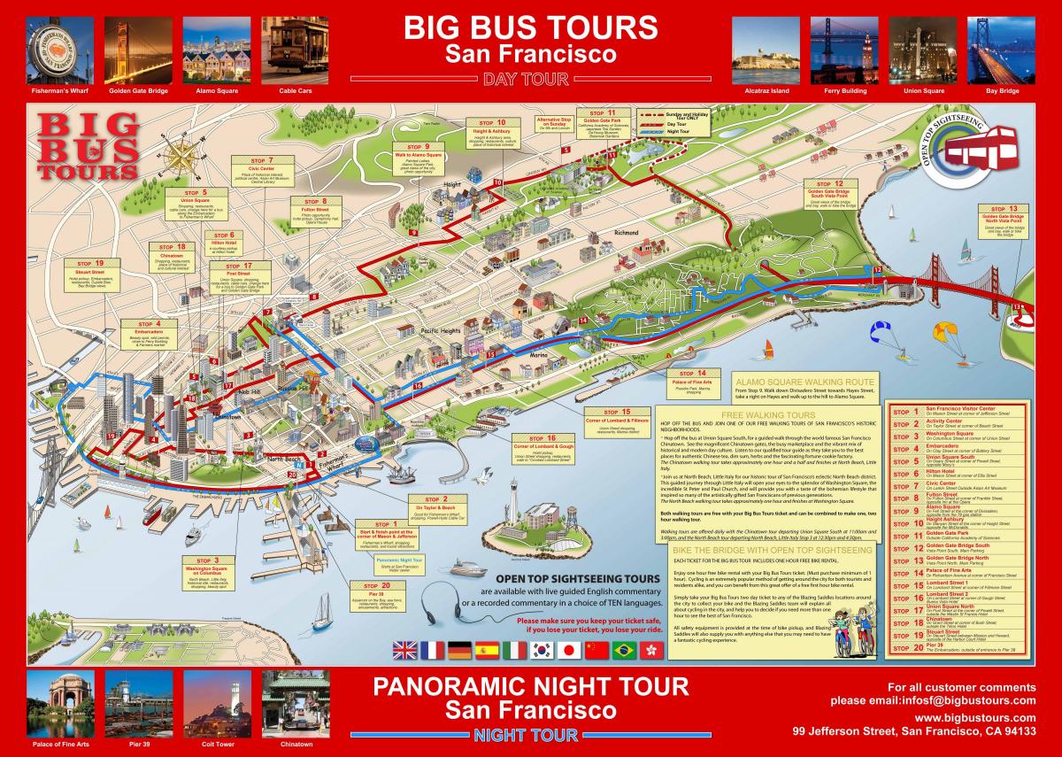 დიდი წითელი ავტობუსი San Francisco რუკა