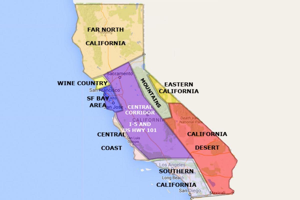 რუკა კალიფორნიის ჩრდილოეთით San Francisco