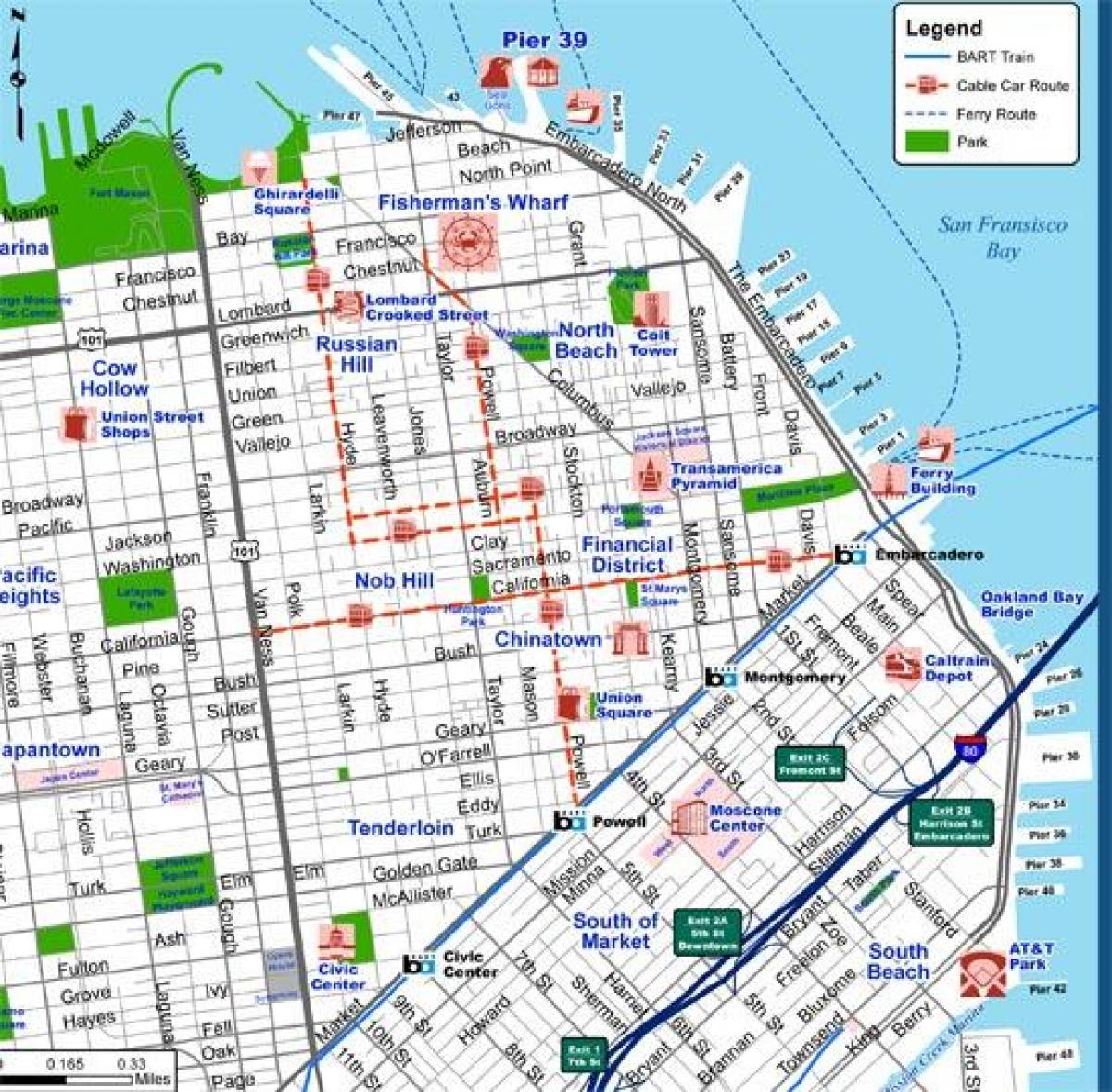 რუკა San Francisco ქალაქის ქუჩაში