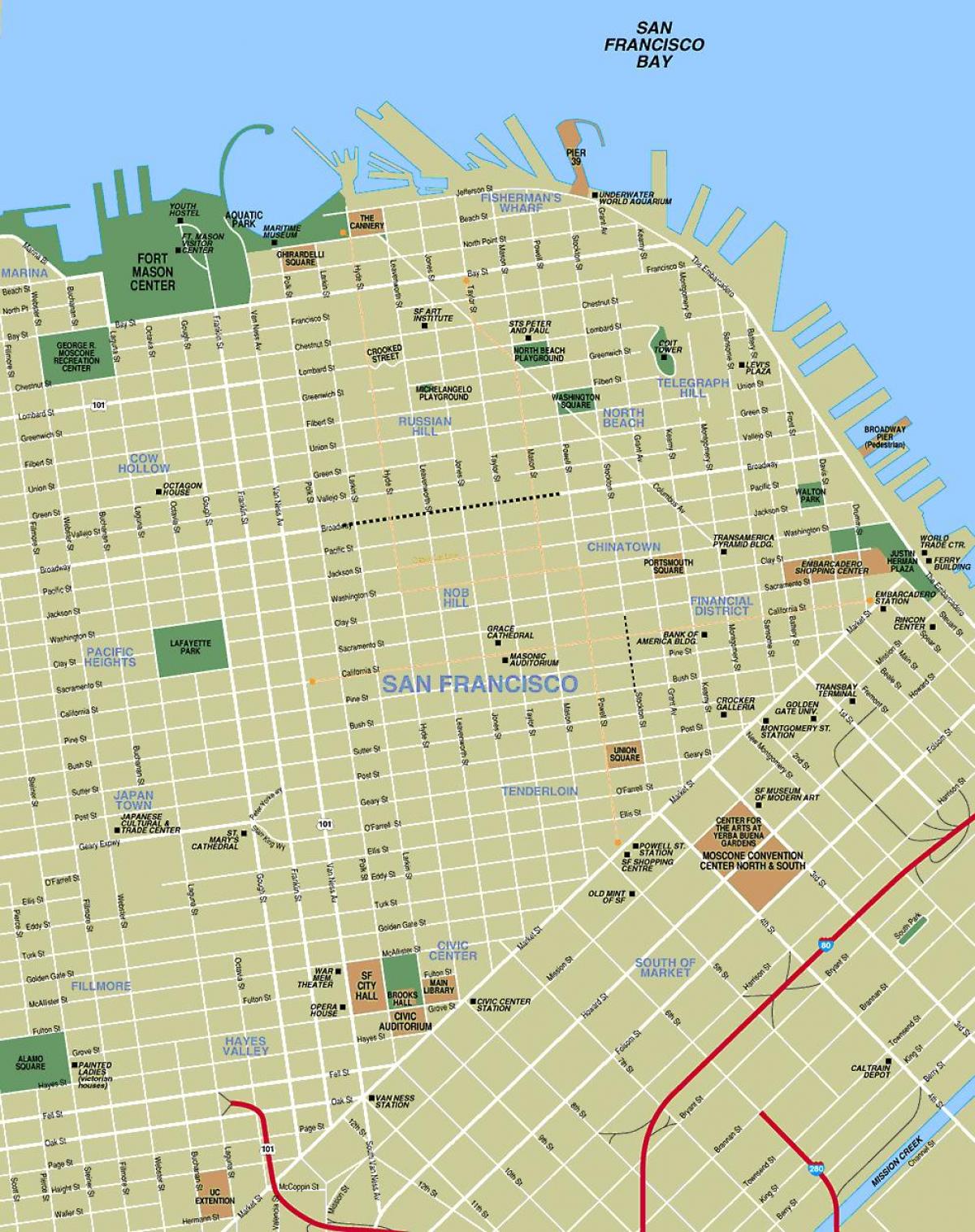 რუკა downtown San Francisco, ca
