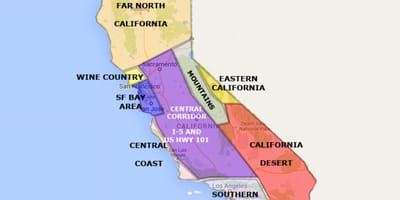 რუკა კალიფორნიის ჩრდილოეთით San Francisco