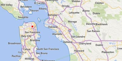 რუკა კალიფორნიის ქალაქებში ახლოს San Francisco