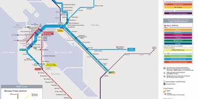 Bart სადგურები San Francisco რუკა